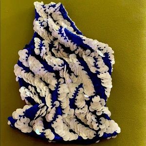 Fancy fun blue cotton knit asymmetrical sweater